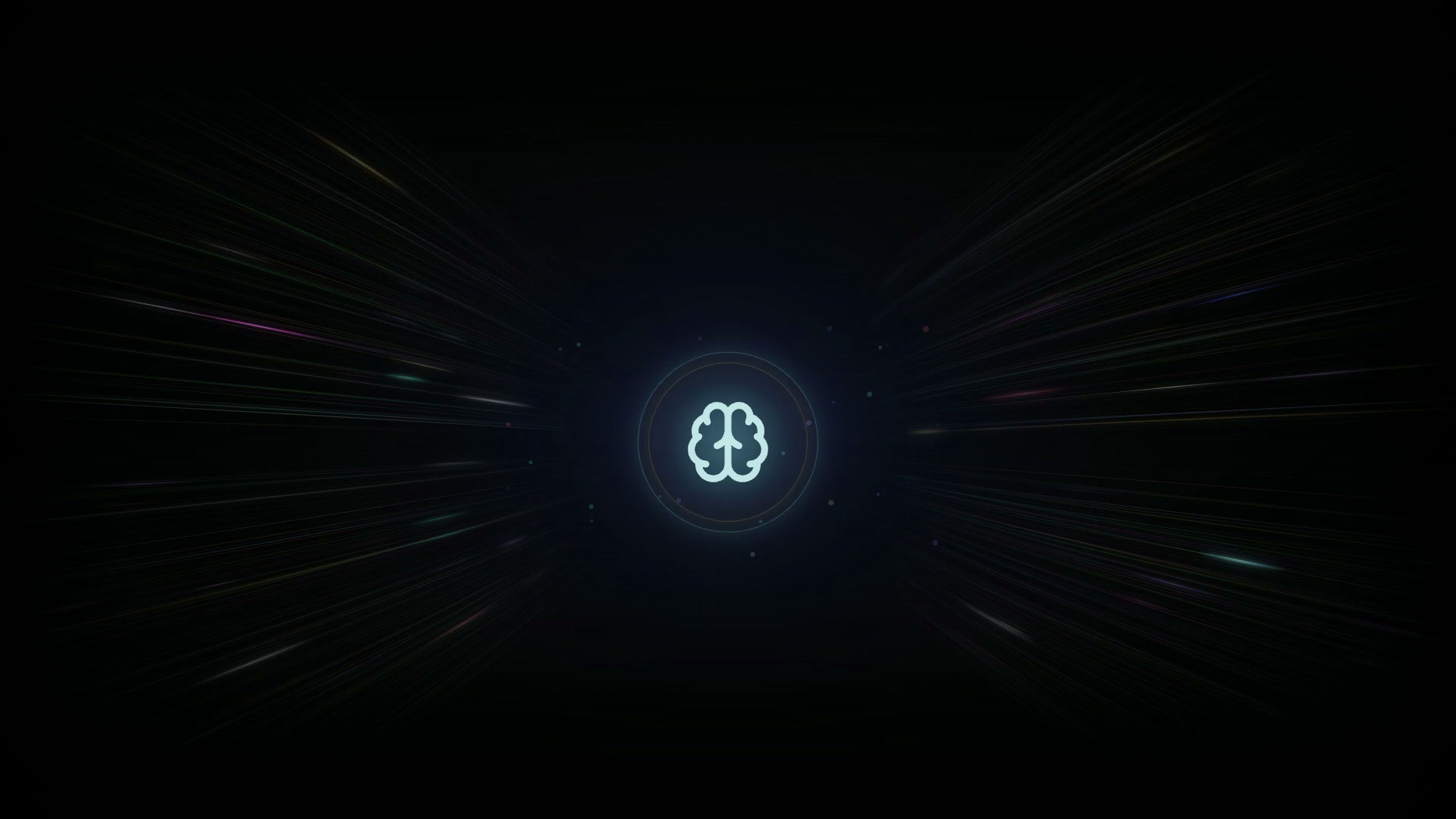 Glowing fibre strands converging into a single bright core